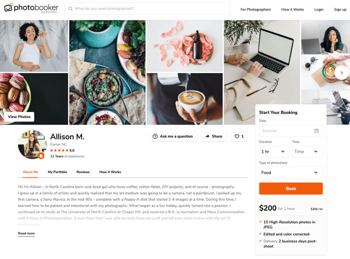 business photographer profile
