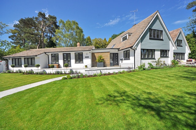 a front yard of a house